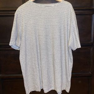 All Saints Oversized Striped Tee with Linen Mixed-White